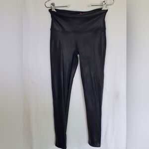 SPANX black faux leather leggings Size Large